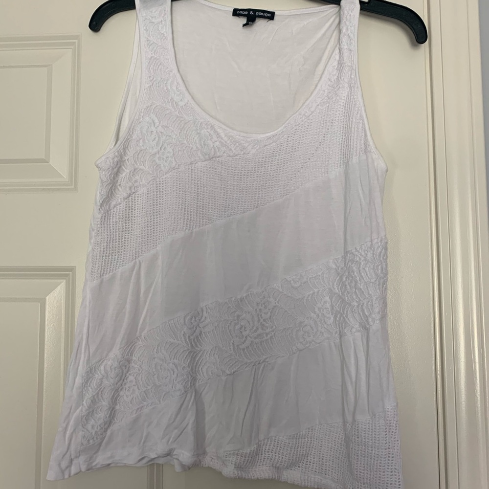 White Cable and gauge tank top